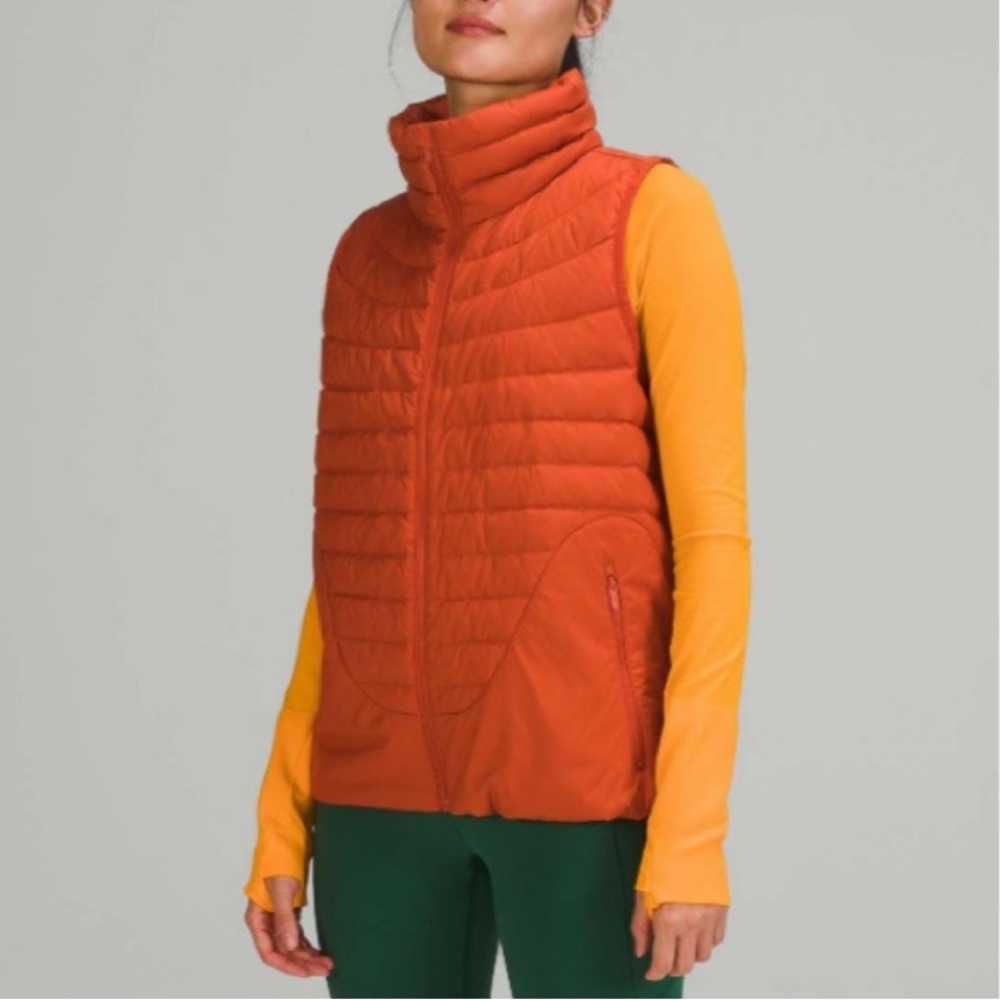 NEW Women’s Lululemon Lightweight Relaxed-Fit Down Vest Orange RTL $148 SZ‎ 8